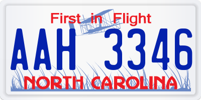 NC license plate AAH3346