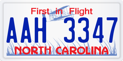 NC license plate AAH3347