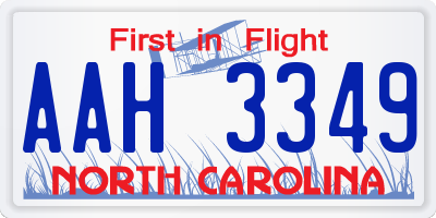 NC license plate AAH3349