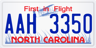 NC license plate AAH3350