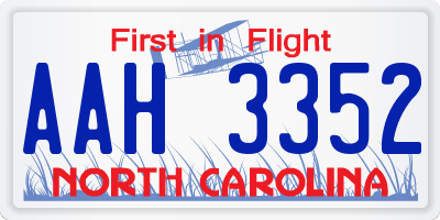 NC license plate AAH3352