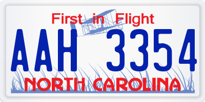 NC license plate AAH3354