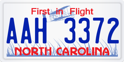 NC license plate AAH3372