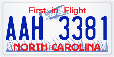 NC license plate AAH3381
