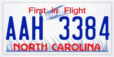 NC license plate AAH3384