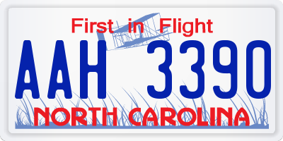 NC license plate AAH3390