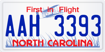 NC license plate AAH3393