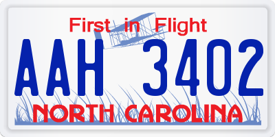 NC license plate AAH3402
