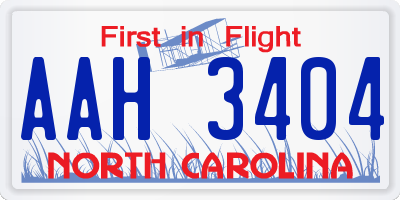 NC license plate AAH3404
