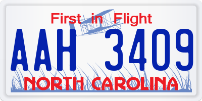 NC license plate AAH3409