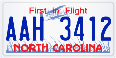 NC license plate AAH3412