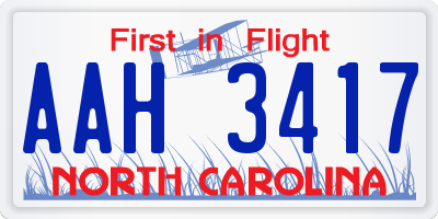NC license plate AAH3417