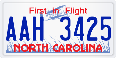 NC license plate AAH3425