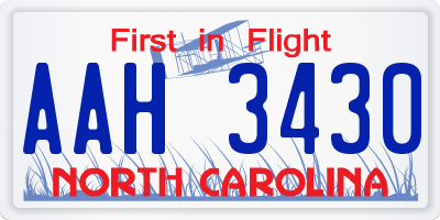 NC license plate AAH3430
