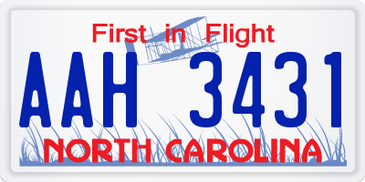 NC license plate AAH3431