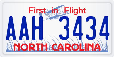 NC license plate AAH3434