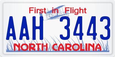 NC license plate AAH3443