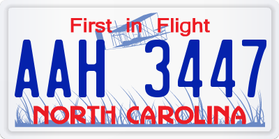 NC license plate AAH3447