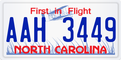 NC license plate AAH3449