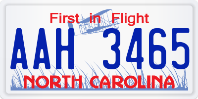 NC license plate AAH3465