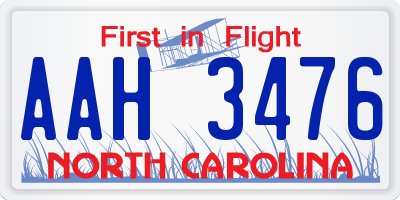 NC license plate AAH3476