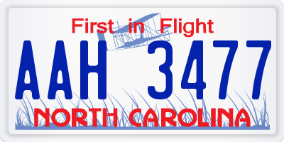 NC license plate AAH3477