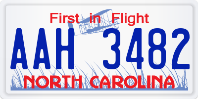 NC license plate AAH3482