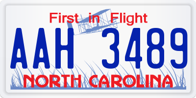 NC license plate AAH3489