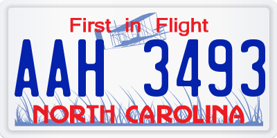 NC license plate AAH3493