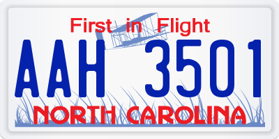 NC license plate AAH3501