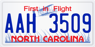 NC license plate AAH3509