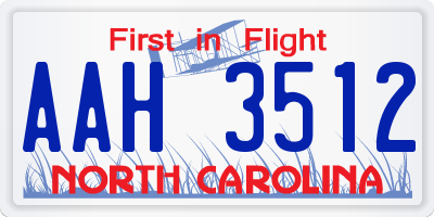 NC license plate AAH3512