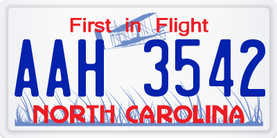 NC license plate AAH3542