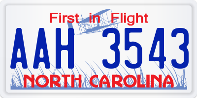 NC license plate AAH3543