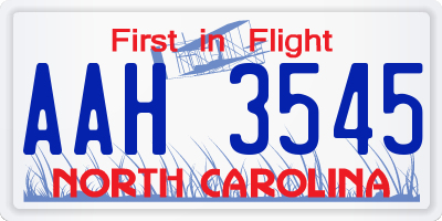 NC license plate AAH3545