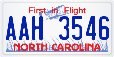 NC license plate AAH3546