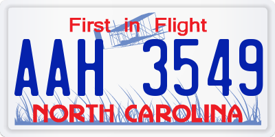 NC license plate AAH3549
