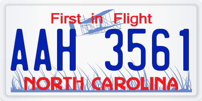 NC license plate AAH3561