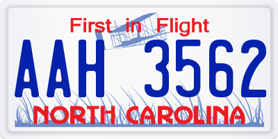 NC license plate AAH3562