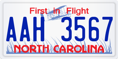 NC license plate AAH3567