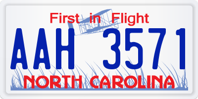 NC license plate AAH3571