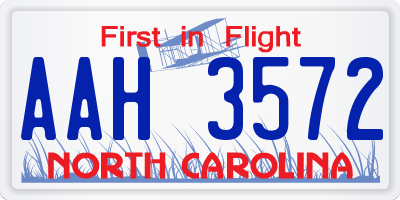 NC license plate AAH3572
