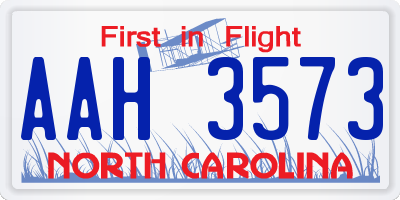 NC license plate AAH3573