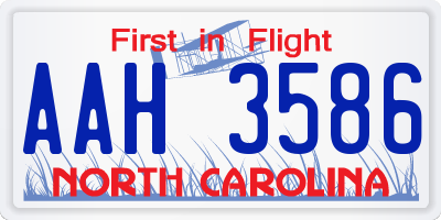 NC license plate AAH3586