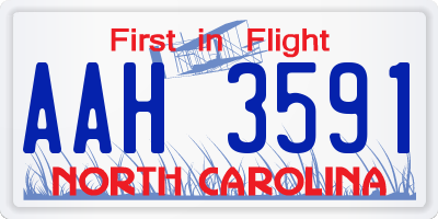 NC license plate AAH3591