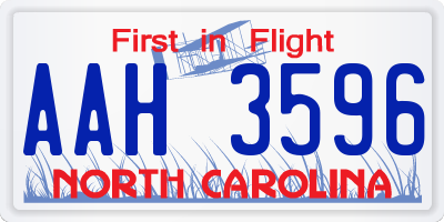 NC license plate AAH3596