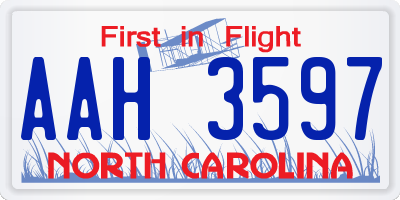 NC license plate AAH3597