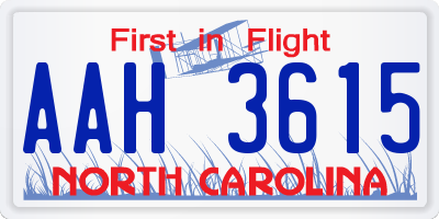 NC license plate AAH3615