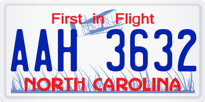 NC license plate AAH3632