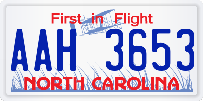 NC license plate AAH3653